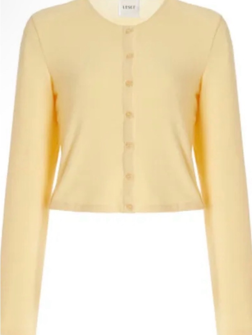 Leset Lauren Button-Front Cropped Cardigan in Soft Pale Yellow